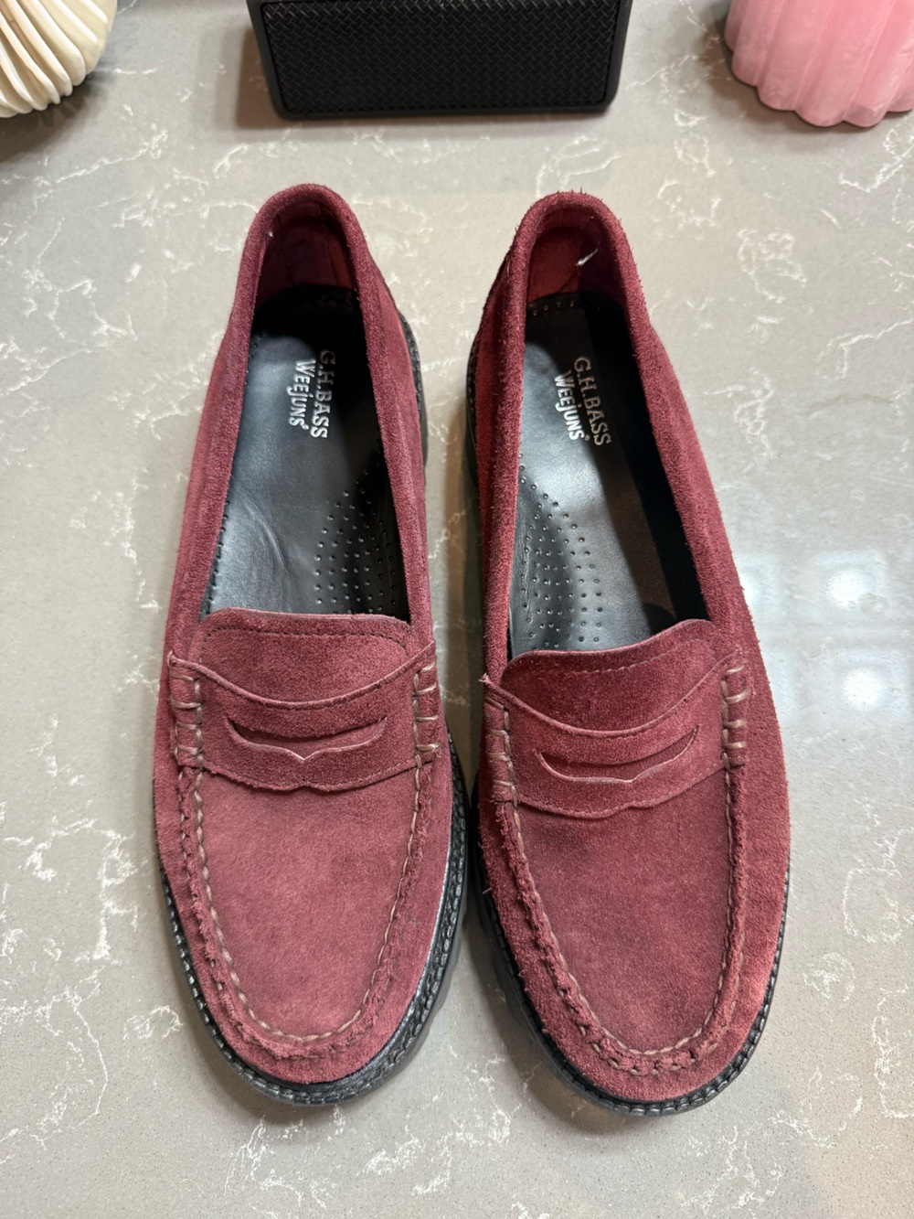 G.H. Bass & Co. Women’s Burgundy Suede Penny Loafers